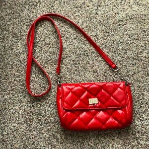 Red quilted cross body bag